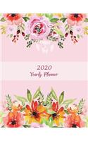 2020 Yearly Planner: Pink Color Floral Design, Yearly Calendar Book 2020, Weekly/Monthly/Yearly Calendar Journal, Large 8.5" x 11" 365 Daily journal Planner, 12 Months C
