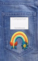 Jeans Rainbow Patch Composition Notebook: College Ruled Lined 200 Page Book (7.44 x 9.69)