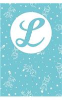 L: Letter L Journal, Cats in Space, Personalized Notebook Monogram Initial, 6 X 9