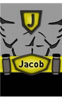 Jacob: Personalized Batman style Lined Journal Diary Notebook for Boys 150 Pages, 6" x 9" (15.24 x 22.86 cm), Durable Soft Cover