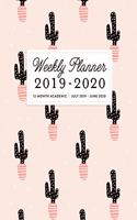 Weekly Planner 2019 - 2020 12-Month Academic, July 2019 - June 2020: Cactus Planner Cute Pink and Black Weekly & Monthly Dated Calendar Organizer with To-Do's, Checklists, Notes and Goal Setting Pages