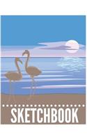 Sketchbook: Cute Flamingo Sketchbook for Kids Animal Lovers to Sketching, Whiting, Drawing, Journaling and Doodling Large (8.5x11 Inch.) 120 Blank Pages (Moon B