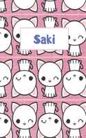 Saki Personalized Genkouyoushi Notebook: Japanese Practice Book, Genkouyoushi Paper 8.5" x 11" 110 Pages