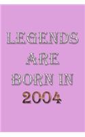 Legends Are Born In 2004 Notebook