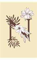 N: Monogrammed Journal For Women. Beautiful Copper Leaf Design. Blank Lined Journal/Notebook.: Initial N. 6 x 9", 120 Pages.