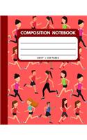 Composition Notebook: Running Jogging Cover 8x10" 120 Pages Wide Ruled Paper, Inspirational Journal & Doodle Diary, School Book Supplies