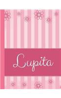 Lupita: Personalized Name College Ruled Notebook Pink Lines and Flowers