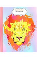Lion Splashart Notebook: : Colorful Lion Splash Art Notebook Wide Ruled 7.5 x 9.25 in, 100 pages book, glossy cover for young artist, student, boys, girls, teacher and Lion 