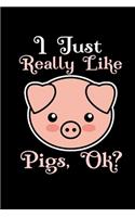 I Just Really Like Pigs, Ok?: Hangman Puzzles Mini Game Clever Kids 110 Lined Pages 6 X 9 In 15.24 X 22.86 Cm Single Player Funny Great Gift