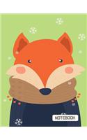 NoteBook: Cute Fox On The Green Cover This Notebook Journal Diary, 110 Dashed lines pages, 8.5" x 11", Date on top(9 Cute Fox)