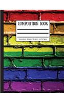 Rainbow Bricks Composition Book: College Ruled - 100 Pages / 200 Sheets - 7.44 X 9.69 Inches