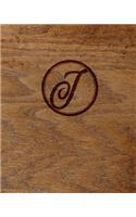Wood Burned Monogram Creative Journal - I: (8 X 10 Lined) Blank Notebook College Ruled