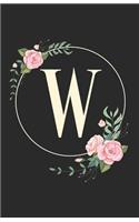 W: Initial Monogrammed Blank Lined Notebook for Journaling, List Making and Planning