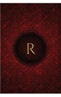 Monogram "r" Notebook: Blank Journal Diary Log(18 Monogram Crimson 150 Lined)
