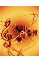 Music Notebook: Blank Music Notebook Heart Note 8.5 X 11 110 Pages 10 Stave