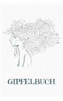 Gipfelbuch: Tourenbuch zum Ausfüllen für Wanderer und Bergsteiger - Motiv: Frau im Wind