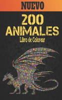 Animales Libro de Colorear: Diseños de animales para aliviar el estrés 200 diseños de animales con leones, dragones, mariposas, elefantes, búhos, caballos, perros, gatos y tigr