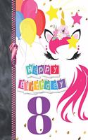 Happy Birthday 8: Unicorn Party Blank Doodling & Drawing Art Book Sketchbook For A Eight Year Old Girl