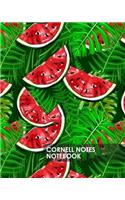Cornell Notes Notebook: Bright Fresh Watermelon Tropical Summer - Proven Study Method for College, High School and Homeschool Students - 8x10 140 Blank Lined Pages - Simple