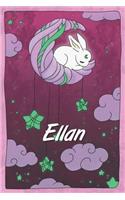 Ellan: personalized notebook sleeping bunny on the moon with stars softcover 120 pages blank useful as notebook, dream diary, scrapbook, journal or gift id