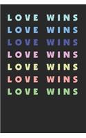 Love Wins Pastel Rainbow LGBT Pride 120 Page Notebook Lined Journal