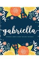 Gabriella: Notebook - Libreta - Cahier - Taccuino - Notizbuch: 110 pages paginas seiten pagine: Modern Florals First Name Notebook in Orange, Mint & Yellow on 