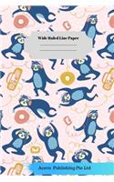 Music Animal Theme Wide Ruled Line Paper