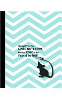 2020 Year of The Rat Notebook: Blue Zigzag 8 x 10 College Ruled Composition Exercise Book 100 pages Lined Journal