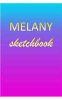 Melany: Sketchbook - Blank Imaginative Sketch Book Paper - Pink Blue Gold Custom Letter M Personalized Cover - Teach & Practice Drawing for Experienced & As