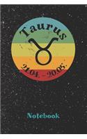 Vintage Zodiac Taurus Notebook: Astrology Journal, Horoscope Notepad, Notes, 120 Pages, blanc lined, 6" x 9"