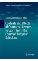Contents and Effects of Contracts-Lessons to Learn from the Common European Sales Law
