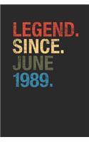 Legend Since June 1989: Dotted Bullet Grid Notebook / Journal (6 X 9) - June Birthday Gift and June Anniversary Gift