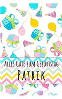 Alles Gute zum Geburtstag Patrik: Kariertes Notizbuch mit 5x5 Karomuster für deinen personalisierten Vornamen