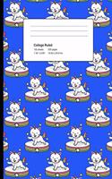 College Ruled 200 Pages: Dark Blue Cat Unicorn Composition Notebook, Unicorn Cat College Composition Book, Notebook For Girls That Love Caticorns