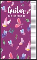 Guitar Tab Notebook: Blank 6 Strings Chord Diagrams & Tablature Music Sheets with Butterflies Themed Cover