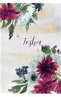 Tosha: Personalized Journal Gift Idea for Women (Burgundy and White Mums)