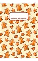 Journal Notebook: Journal, Notebook, Or Diary - Christmas Ginger Cookies Pattern Cover Design - 120 Blank Lined Pages - 7" X 10" - Glossy Finished Cover