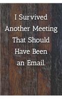 I Survived Another Meeting That Should Have Been an Email. Notebook: Lined Journal, 120 Pages, 6 x 9, Work Gag Gift, Painted Fence Matte Finish (I Survived Another Meeting That Should Have Been an Email. Journal)