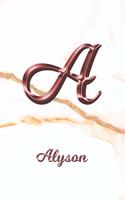 Alyson: Sketchbook - Blank Imaginative Sketch Book Paper - Letter A Rose Gold White Marble Pink Effect Cover - Teach & Practice Drawing for Experienced & As