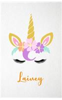 Lainey A5 Lined Notebook 110 Pages: Funny Blank Journal For Lovely Magical Unicorn Face Dream Family First Name Middle Last Surname. Unique Student Teacher Scrapbook/ Composition Great