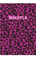 Mikayla: Personalized Pink Leopard Print Notebook (Animal Skin Pattern). College Ruled (Lined) Journal for Notes, Diary, Journaling. Wild Cat Theme Design wi