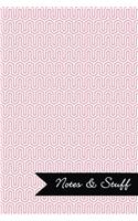 Notes & Stuff Lined Notebook With Pale Pink Key Maze Pattern Cover