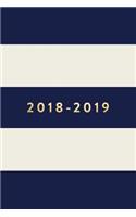 2018 - 2019, 18 Month Weekly & Monthly Planner: Navy Stripes, Daily, Weekly, Monthly, January 2018 - June 2019