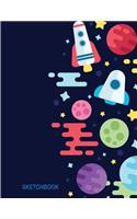 Sketchbook: Flat rockets planets: 110 Pages of 8.5" x 11" Blank Paper for Drawing, Doodling or Sketching (Sketchbooks)