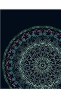 Hand Drawn Mandala Notebook Floral Journal 8.5X11 Lined 120 Pages