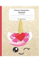 Primary Composition Notebook K-2 Story Paper 8.5" x 11" 110 pages: Golden Unicorn Theme