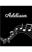 Addison: Sheet Music Note Manuscript Notebook Paper - Personalized Custom First Name Initial A - Musician Composer Instrument Composition Book - 12 Staves a 