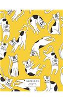 Notebook: Cat on yellow cover and Lined pages, Extra large (8.5 x 11) inches, 110 pages, White paper