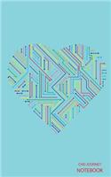 CHD Journey Notebook: Colorful Circuit Board Heart, Blue Background, Journal, 5 in x 8 in, 50 sheets / 100 pages, college lined
