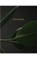 Notebook: Beautiful Minimalist Plant Leave Look Black Background with Gold Lettering 150 College-Ruled Lined Pages 8.5 X 11